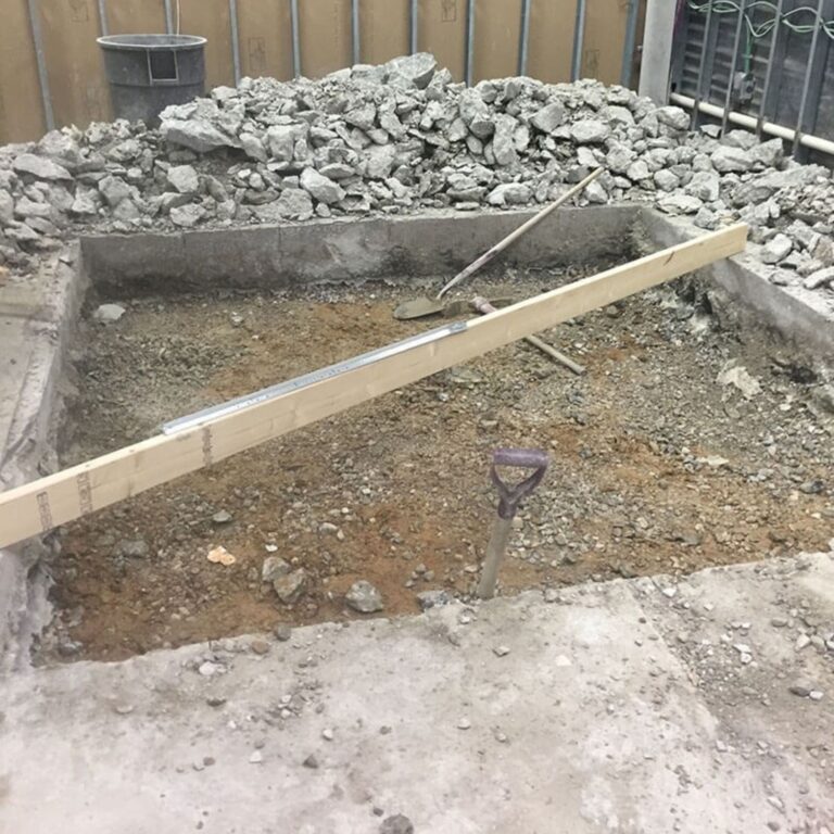 Excavation and site preparation for the foundation slab of an MRI machine magnet.