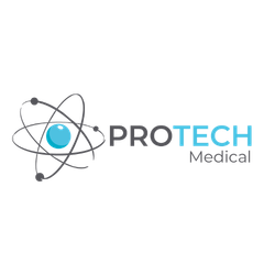 PROTECH Medical logo with atom graphic. Medical Radiation protection products.