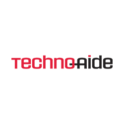 techno aide company logo in red and black. Medical accessories, apparel, and supplies.