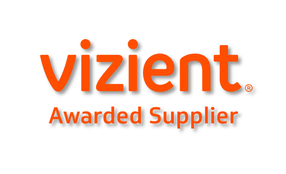 Vizient Awarded Supplier logo in orange. Group purchasing organization partner.