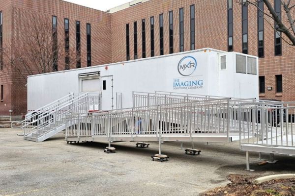 MXR MRI Mobile Imaging Trailer Full Unit Installed At Hospital By