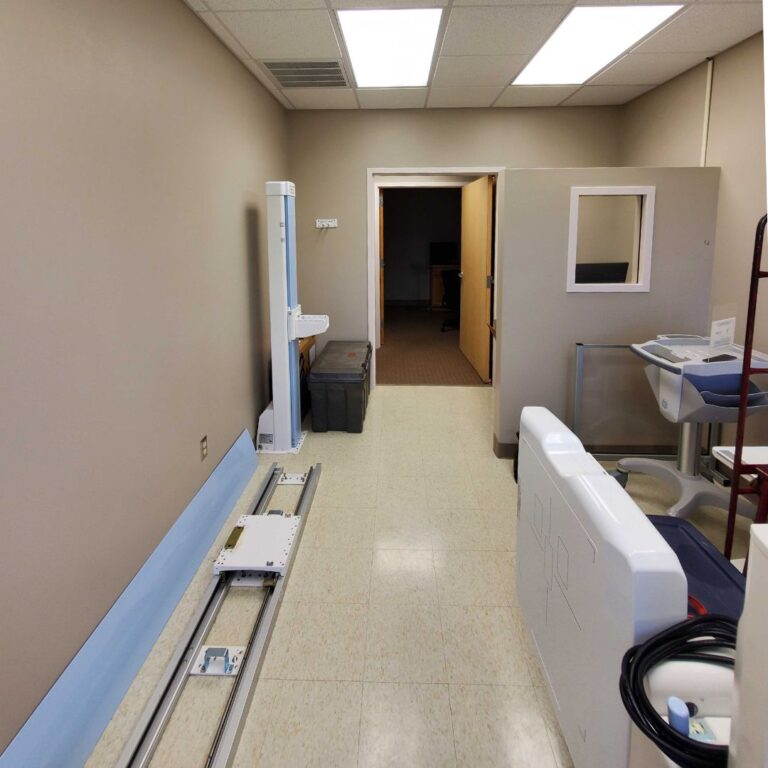 Medical imaging equipment being disassembled for an internal room move.